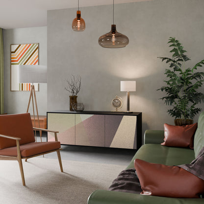 BEIGE GEOMETRY 3-Door Sideboard in Black Finish