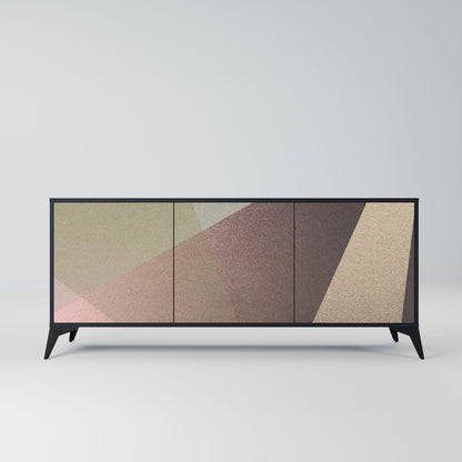 BEIGE GEOMETRY 3-Door Sideboard in Black Finish