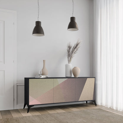 BEIGE GEOMETRY 3-Door Sideboard in Black Finish