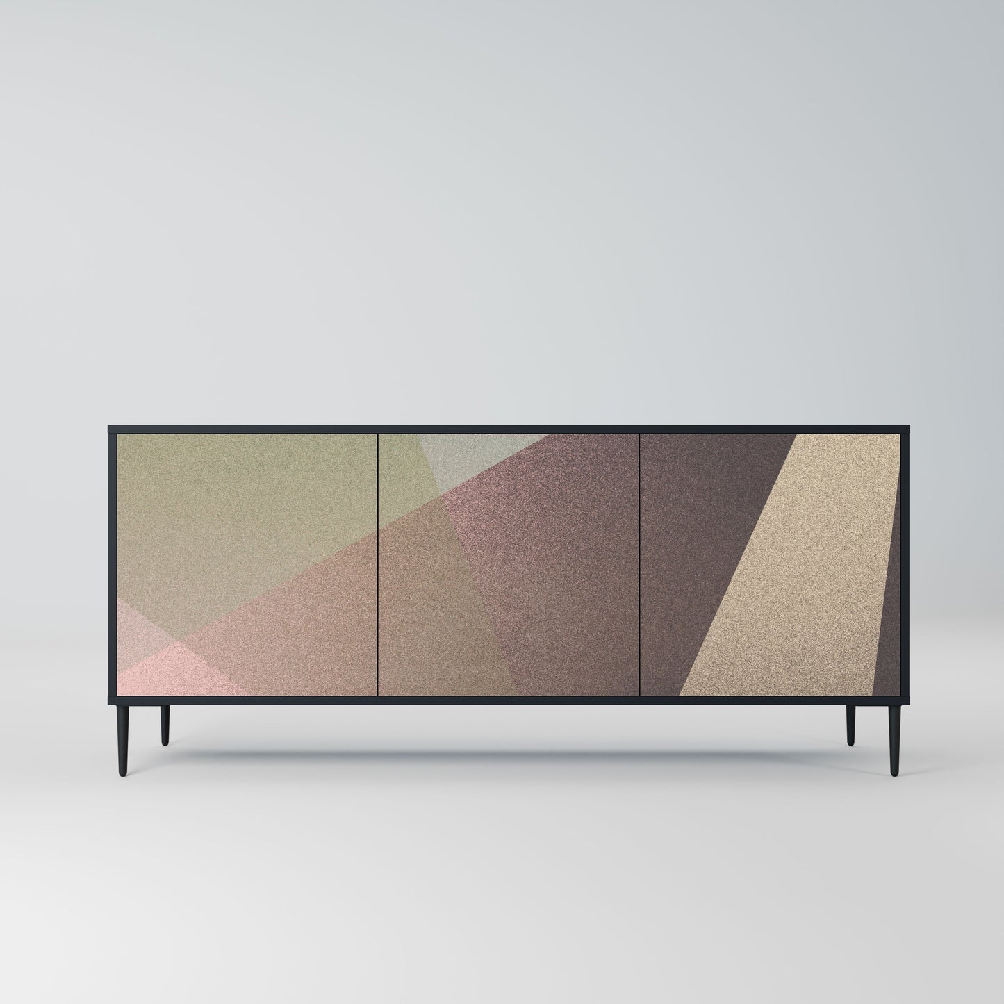 BEIGE GEOMETRY 3-Door Sideboard in Black Finish