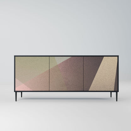 BEIGE GEOMETRY 3-Door Sideboard in Black Finish
