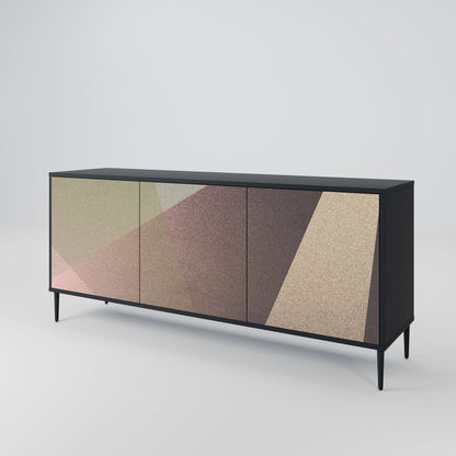 BEIGE GEOMETRY 3-Door Sideboard in Black Finish