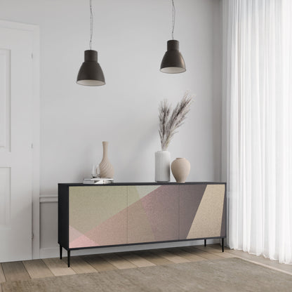 BEIGE GEOMETRY 3-Door Sideboard in Black Finish