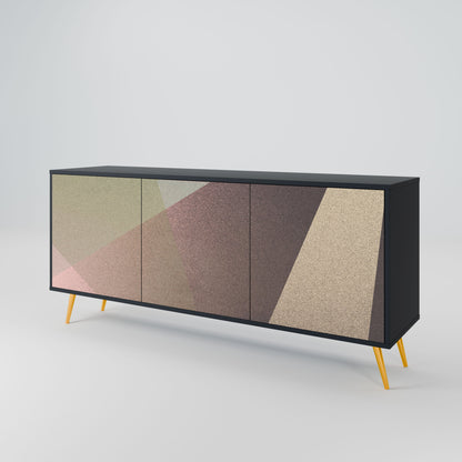 BEIGE GEOMETRY 3-Door Sideboard in Black Finish