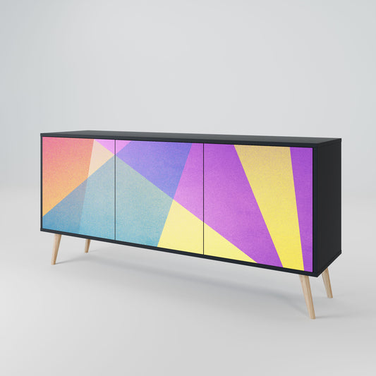 BRIGHT GEOMETRY 3-Door Sideboard in Black Finish