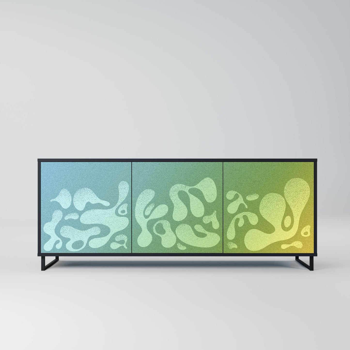 IRREGULAR BLUE 3-Door Sideboard in Black Finish