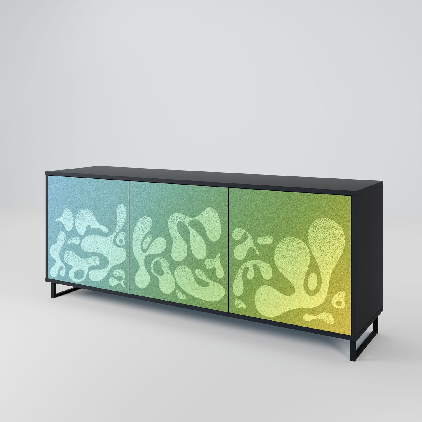 IRREGULAR BLUE 3-Door Sideboard in Black Finish