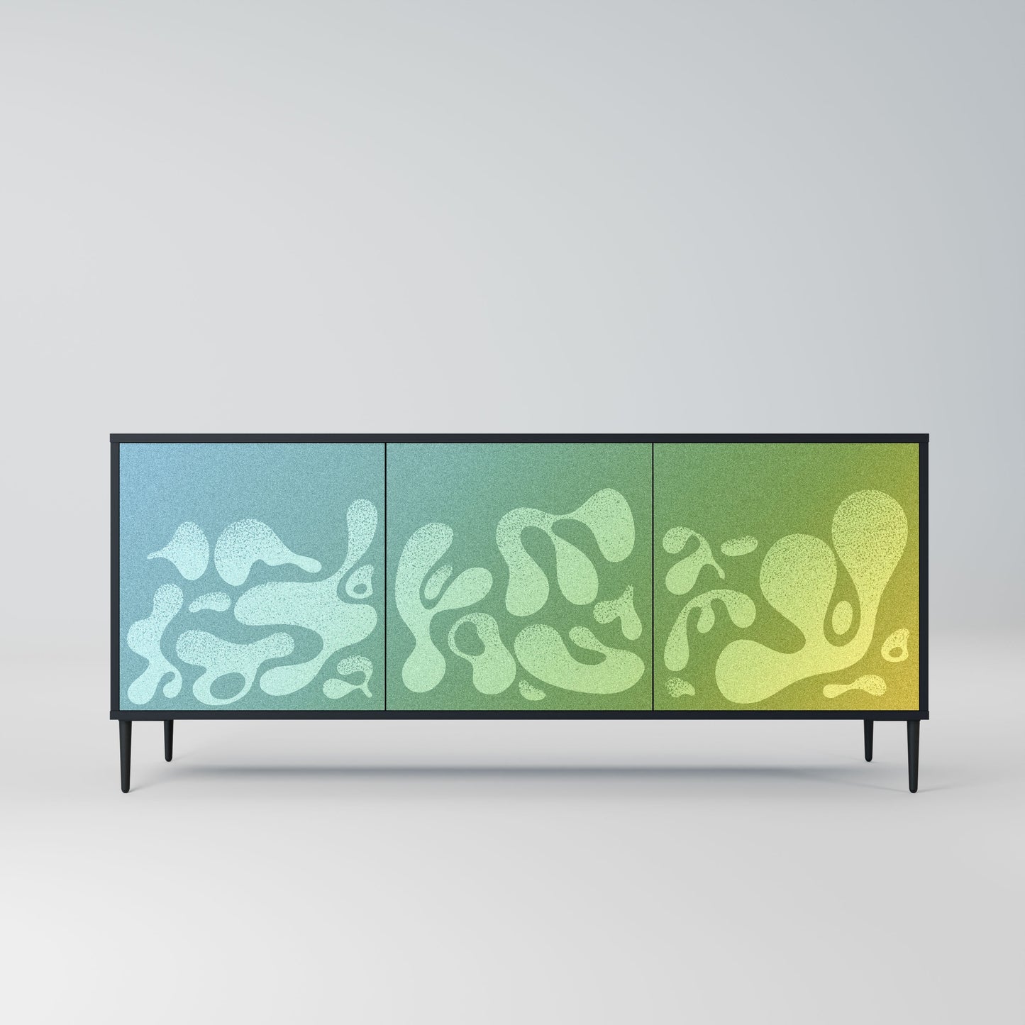 IRREGULAR BLUE 3-Door Sideboard in Black Finish