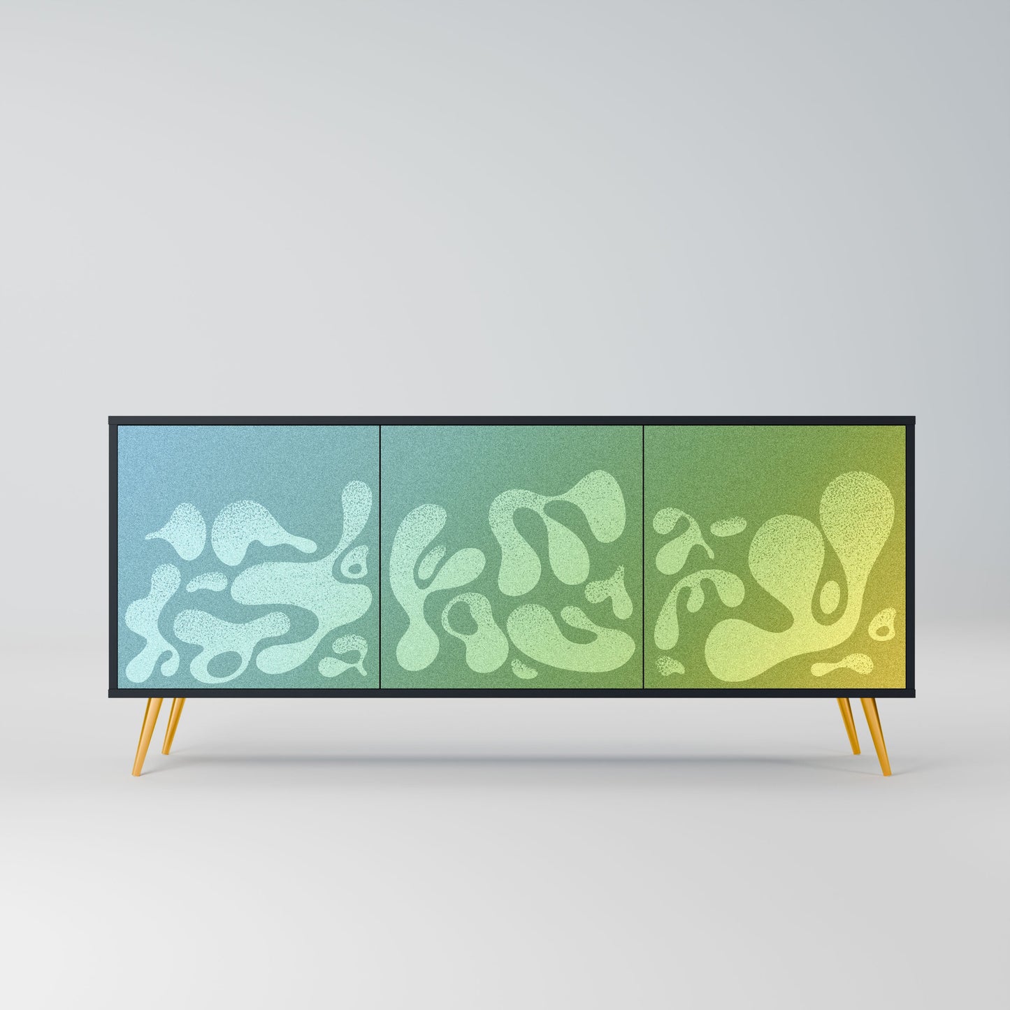 IRREGULAR BLUE 3-Door Sideboard in Black Finish