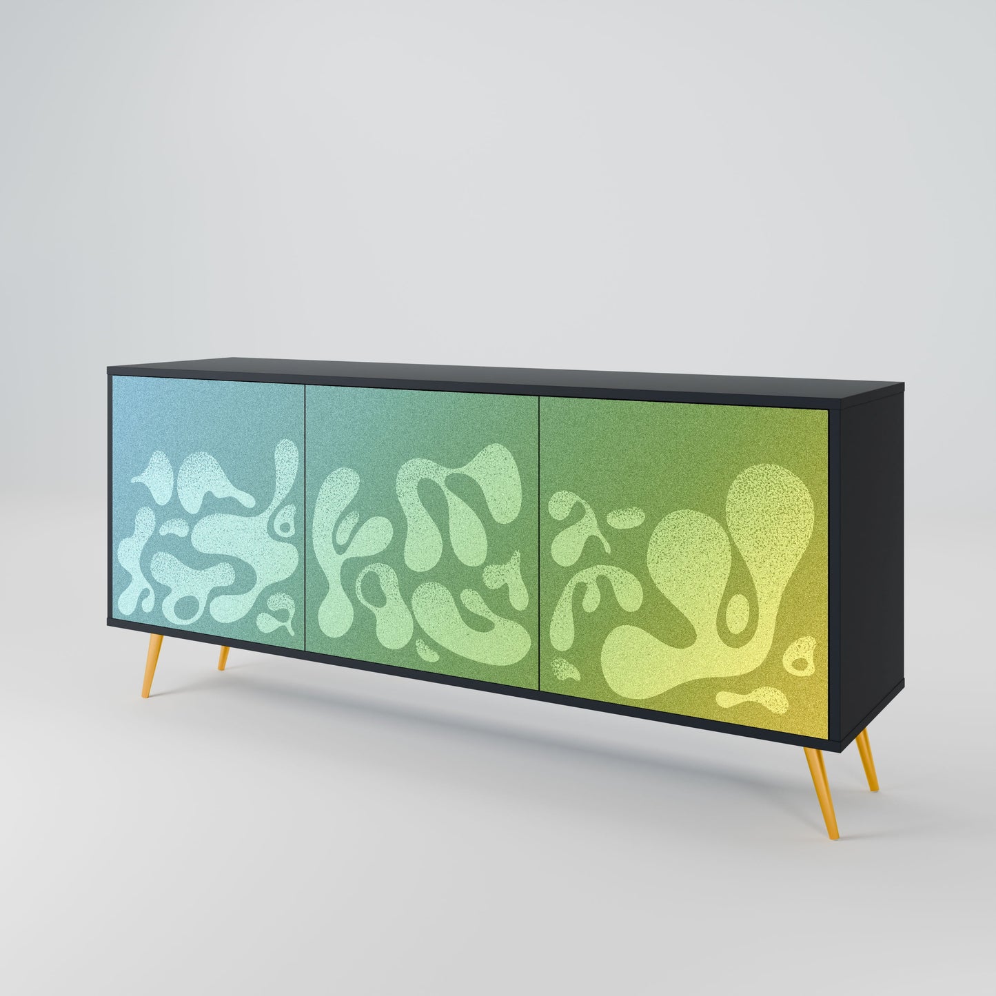 IRREGULAR BLUE 3-Door Sideboard in Black Finish