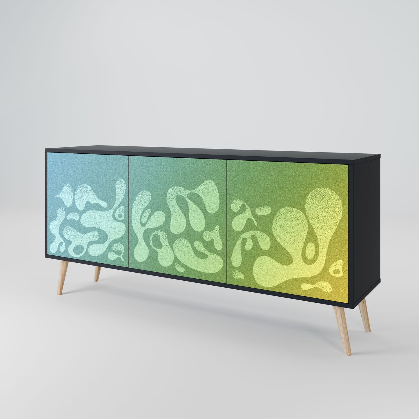 IRREGULAR BLUE 3-Door Sideboard in Black Finish