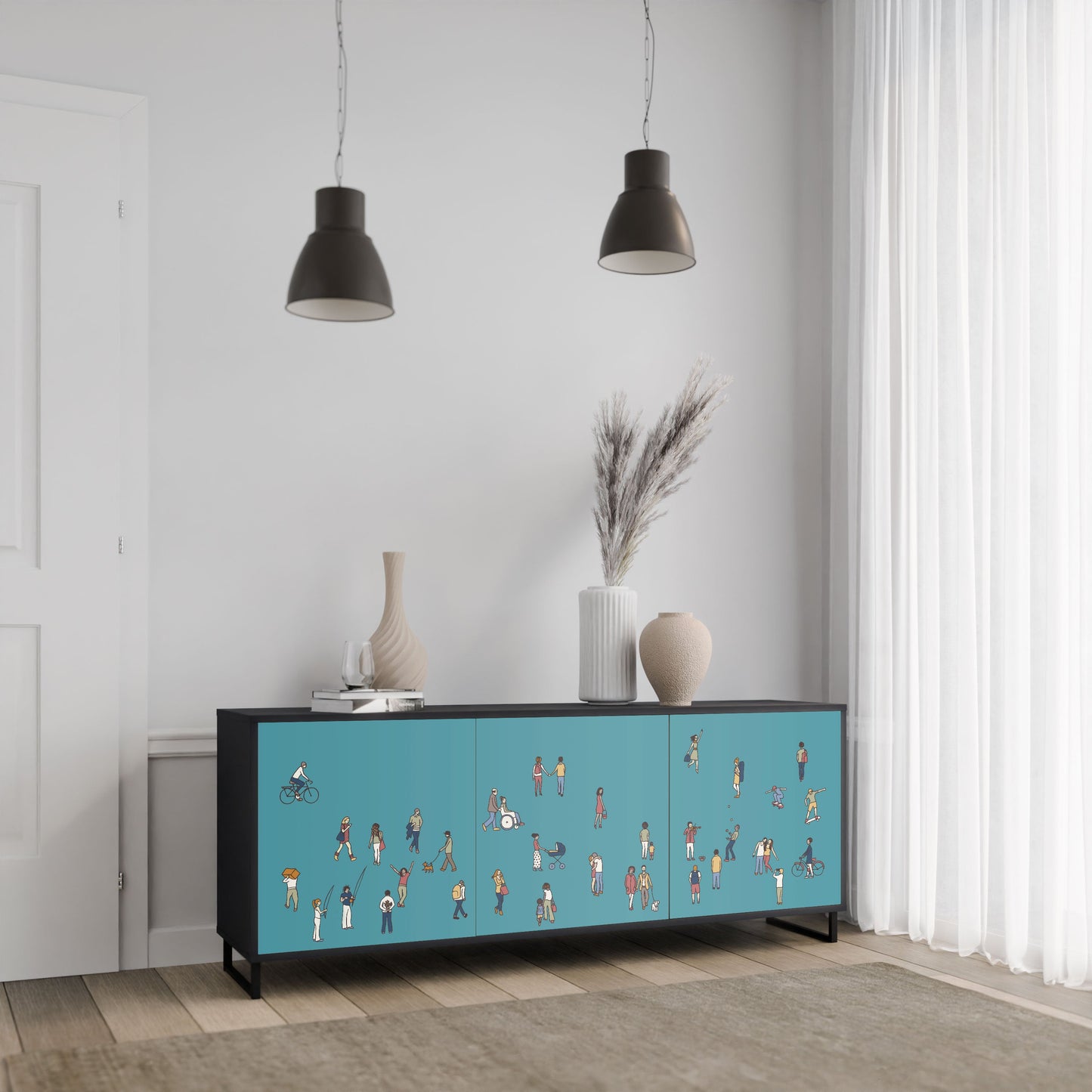 COLLECTIVE STREAM 3-Door Sideboard in Black Finish