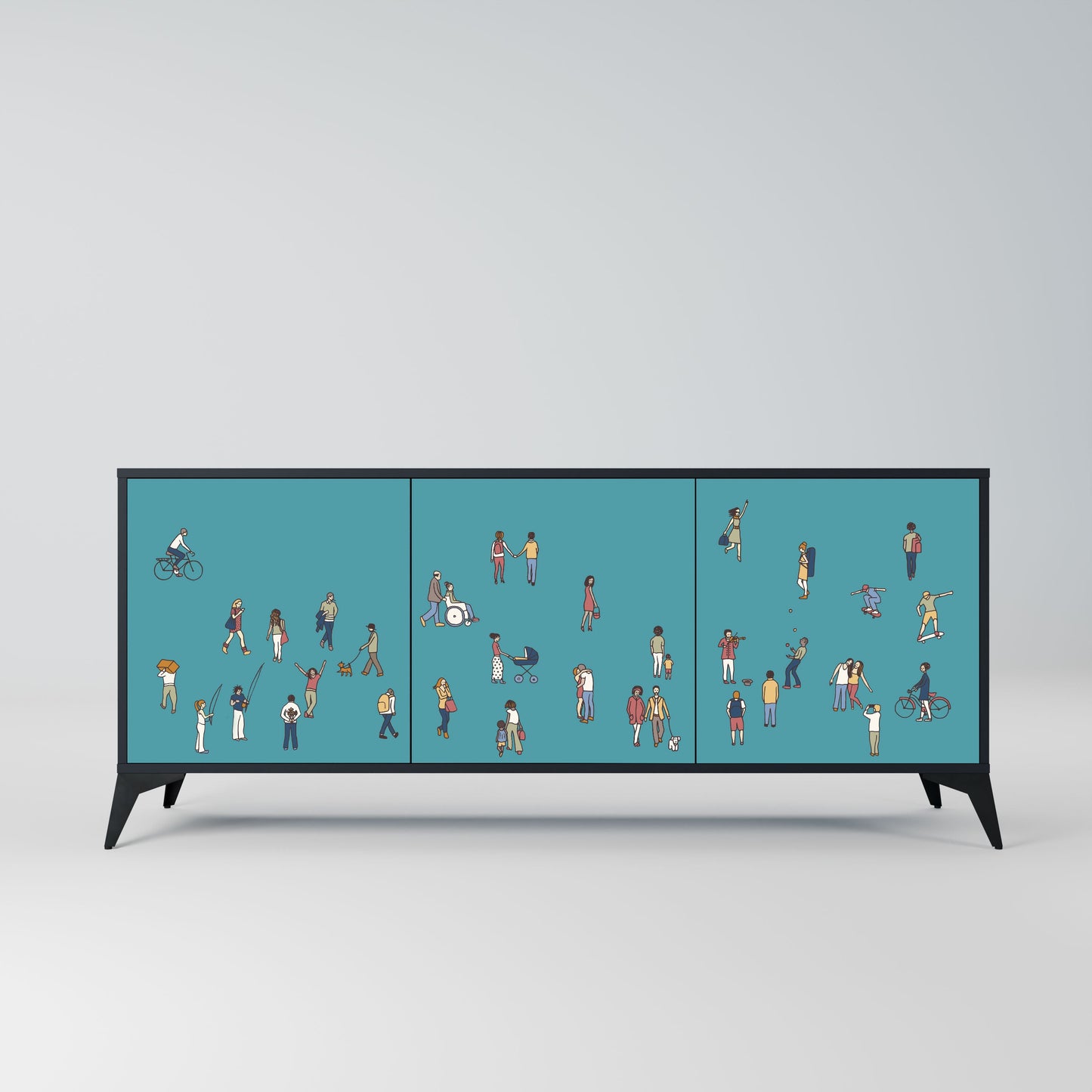 COLLECTIVE STREAM 3-Door Sideboard in Black Finish