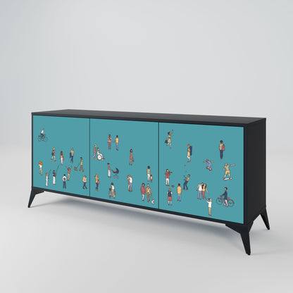 COLLECTIVE STREAM 3-Door Sideboard in Black Finish