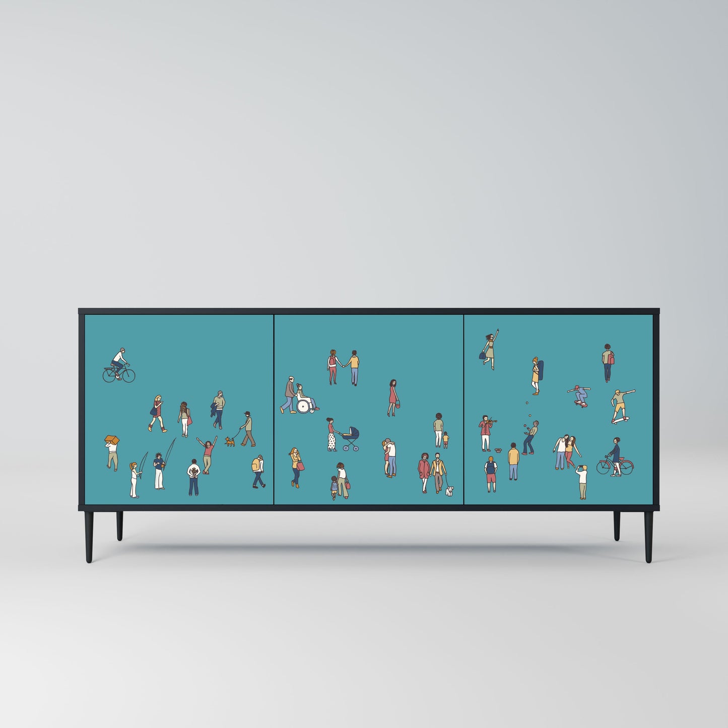 COLLECTIVE STREAM 3-Door Sideboard in Black Finish