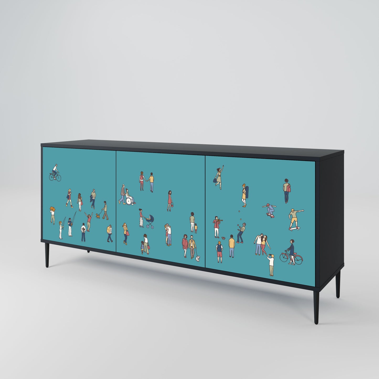 COLLECTIVE STREAM 3-Door Sideboard in Black Finish
