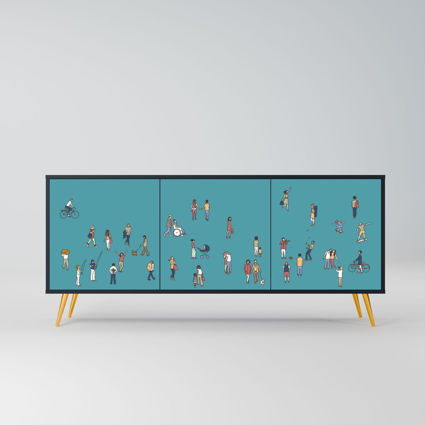 COLLECTIVE STREAM 3-Door Sideboard in Black Finish