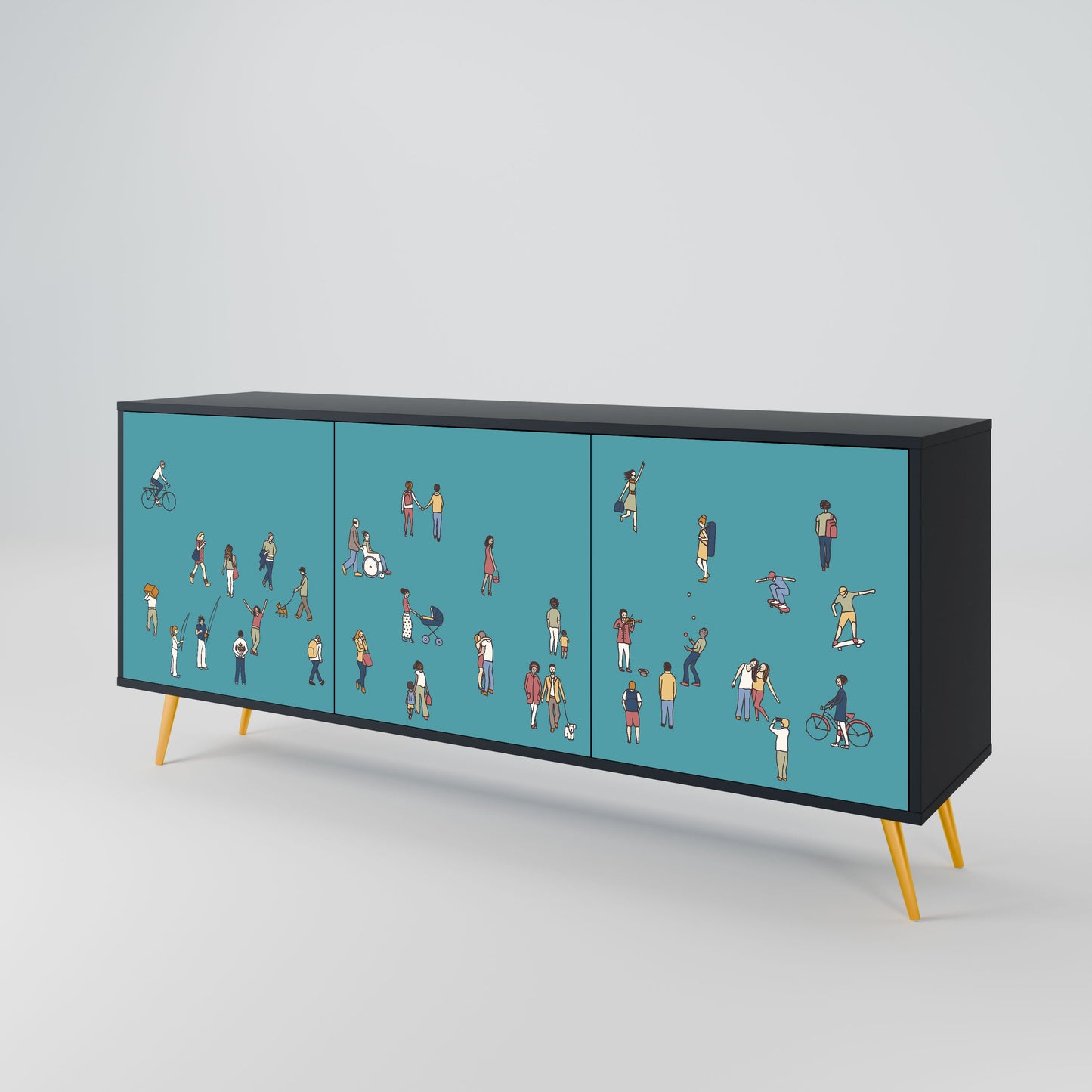 COLLECTIVE STREAM 3-Door Sideboard in Black Finish