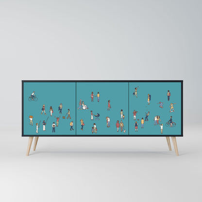 COLLECTIVE STREAM 3-Door Sideboard in Black Finish