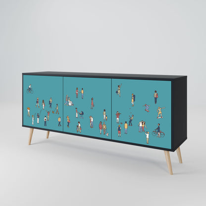 COLLECTIVE STREAM 3-Door Sideboard in Black Finish