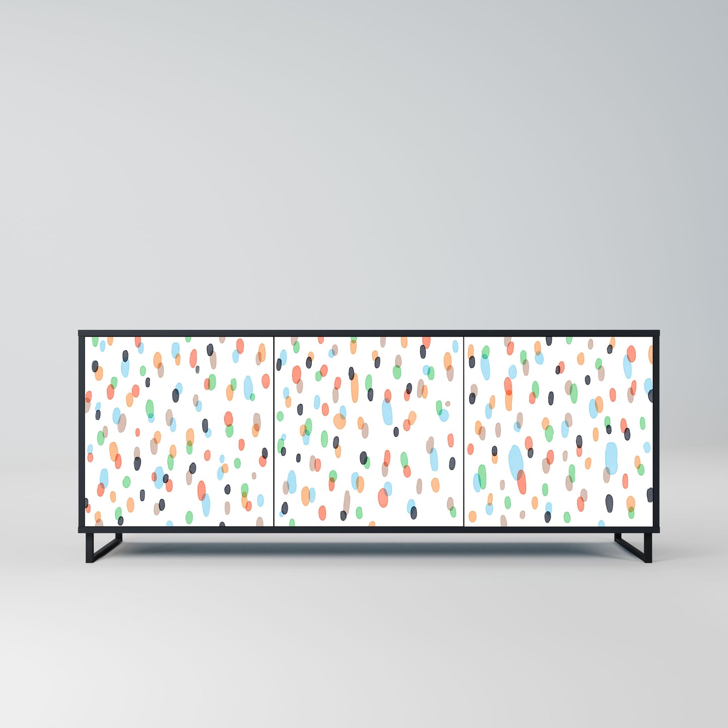 ENERGETIC SPOTS 3-Door Sideboard in Black Finish
