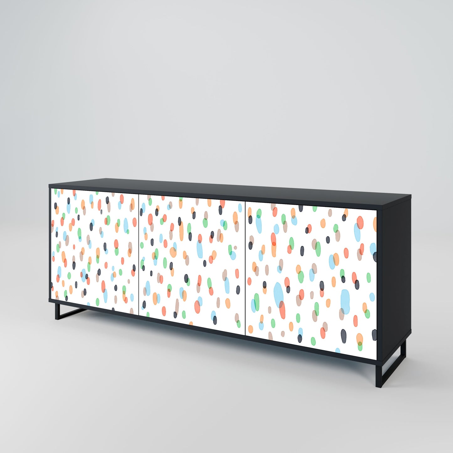 ENERGETIC SPOTS 3-Door Sideboard in Black Finish