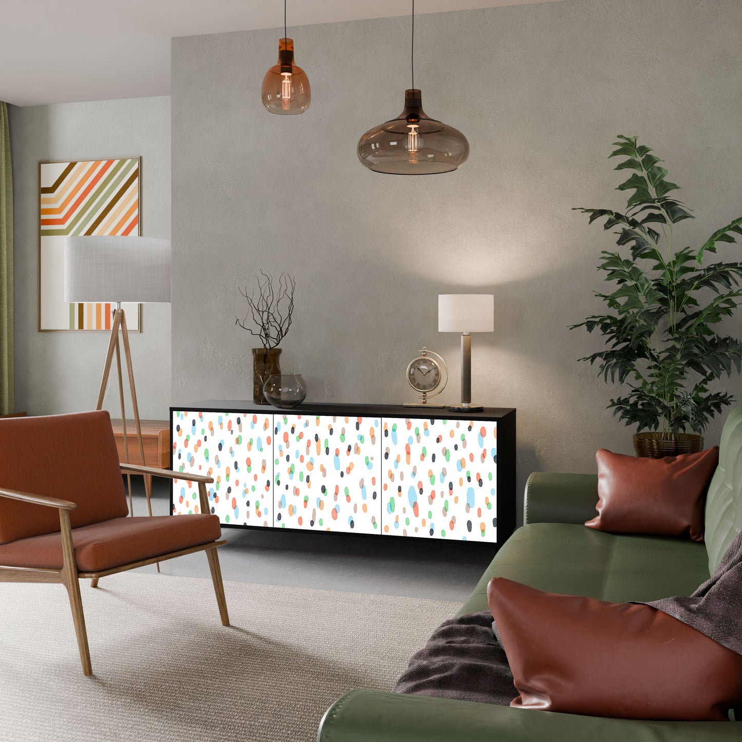 ENERGETIC SPOTS 3-Door Sideboard in Black Finish