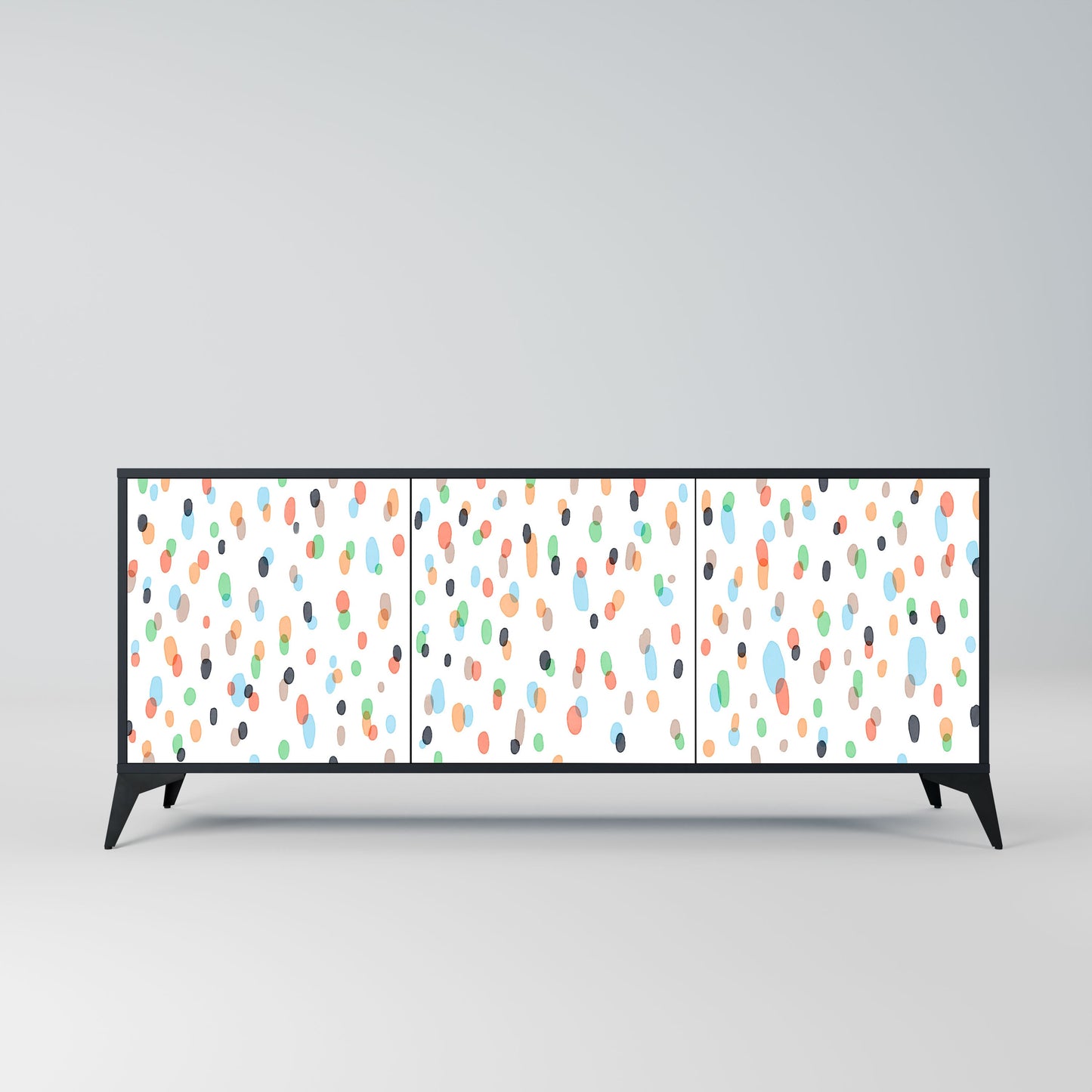 ENERGETIC SPOTS 3-Door Sideboard in Black Finish