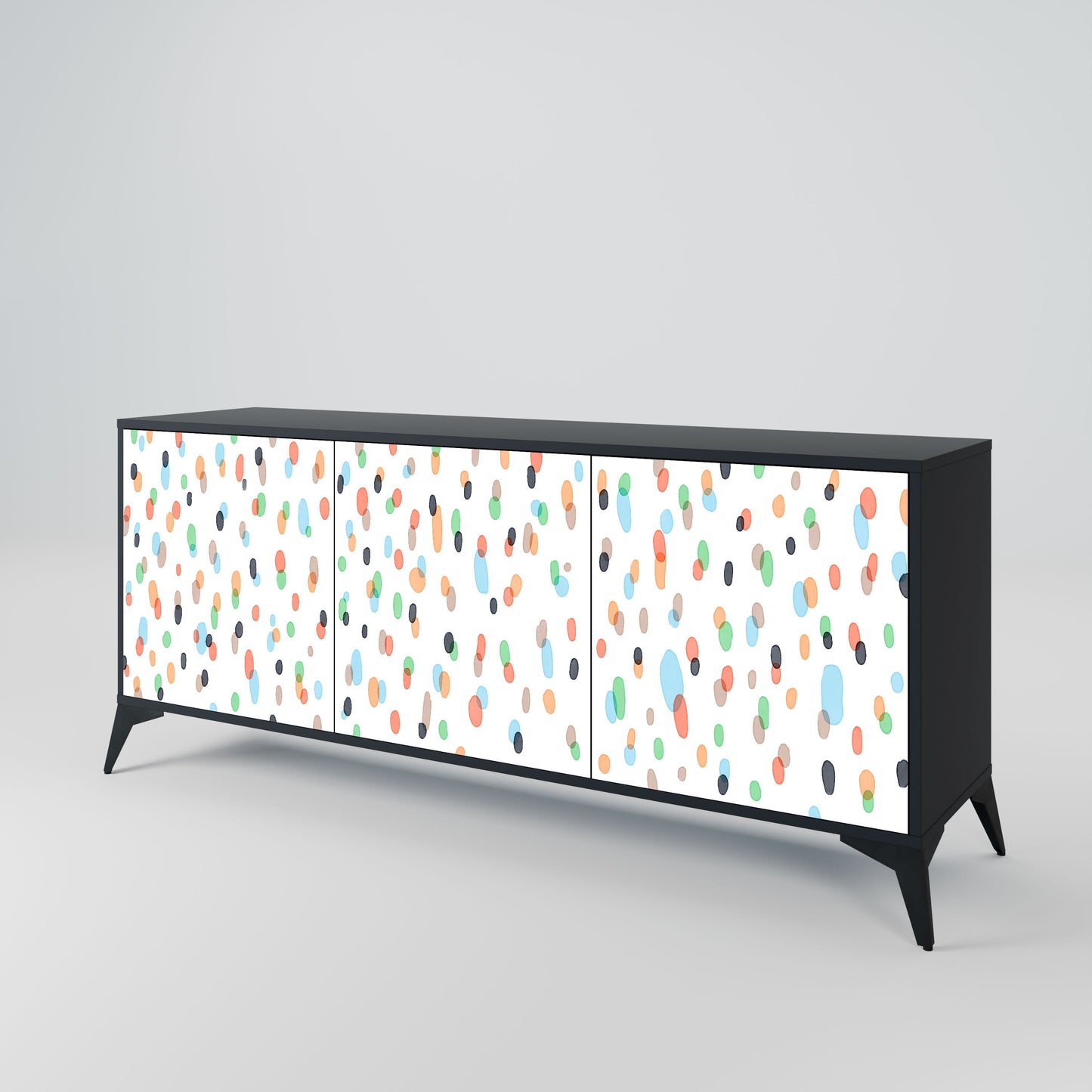 ENERGETIC SPOTS 3-Door Sideboard in Black Finish
