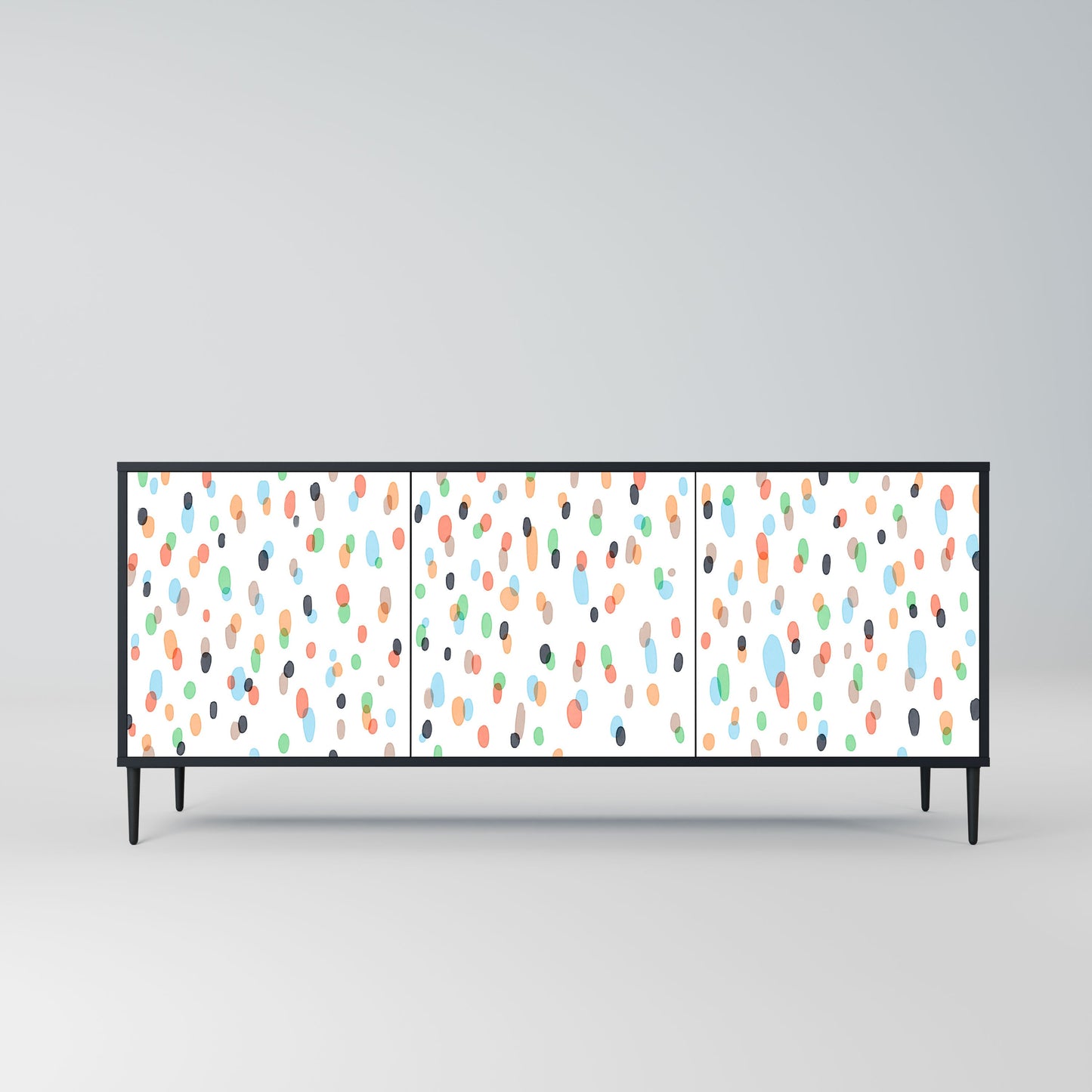 ENERGETIC SPOTS 3-Door Sideboard in Black Finish