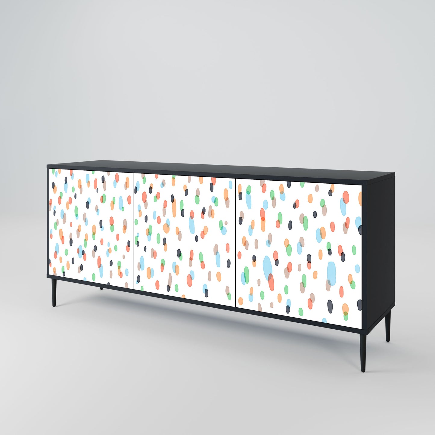 ENERGETIC SPOTS 3-Door Sideboard in Black Finish