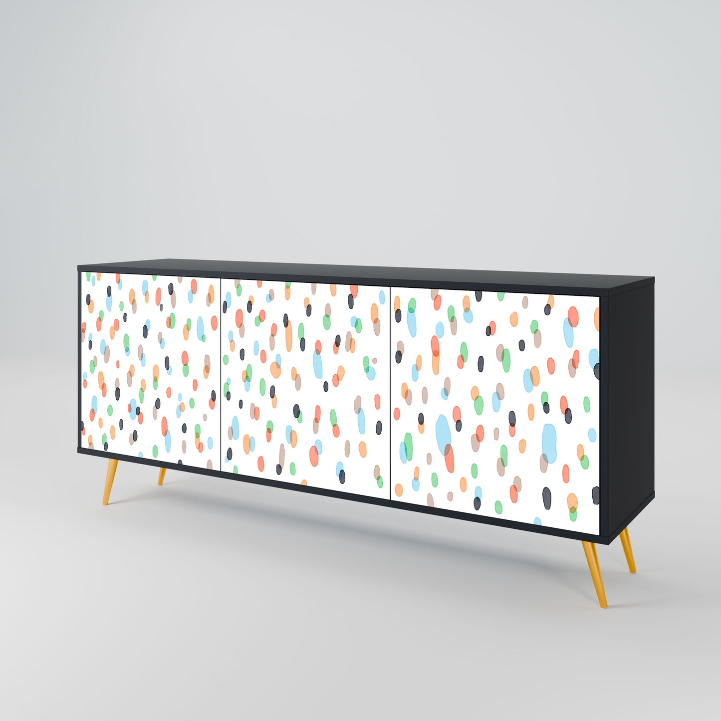 ENERGETIC SPOTS 3-Door Sideboard in Black Finish