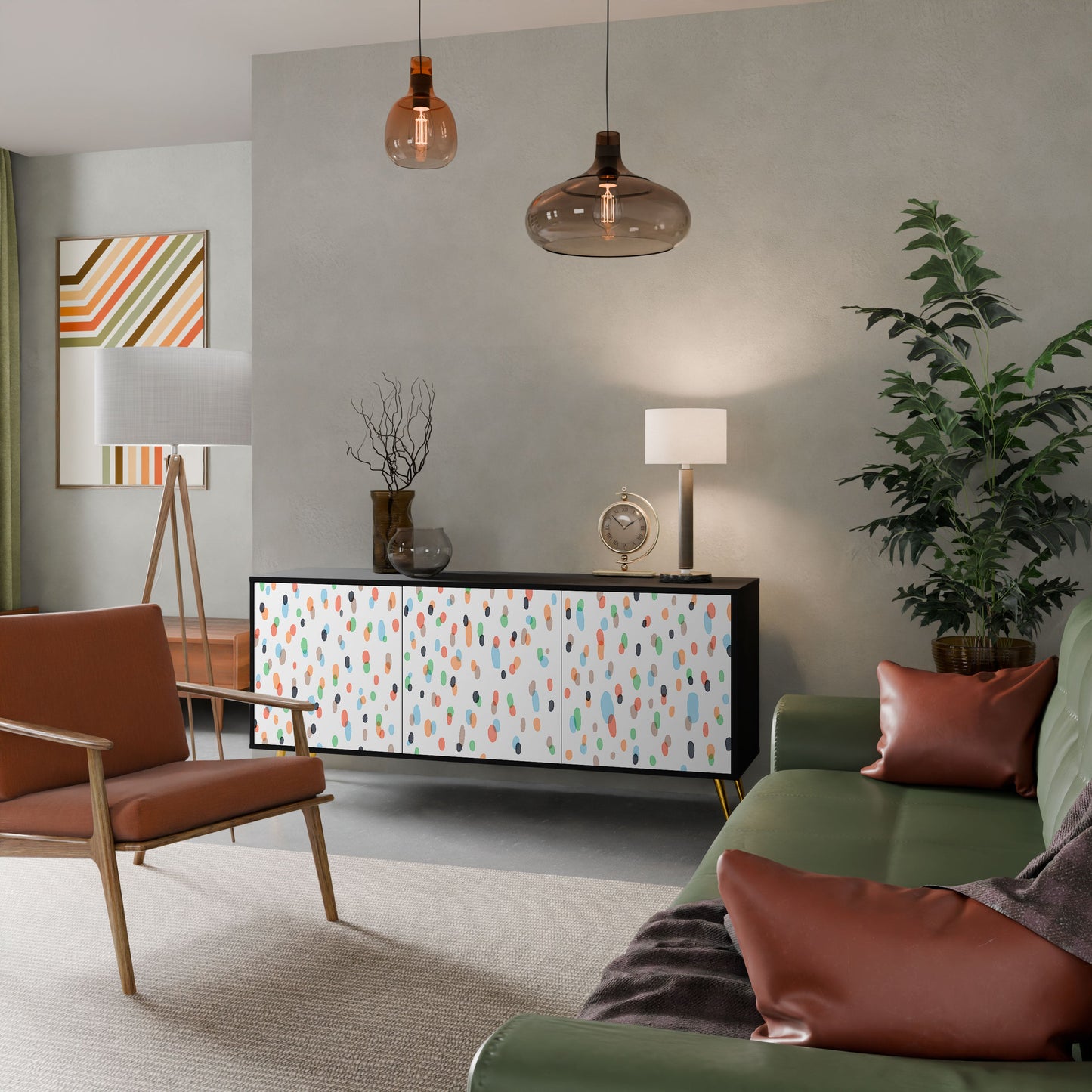 ENERGETIC SPOTS 3-Door Sideboard in Black Finish