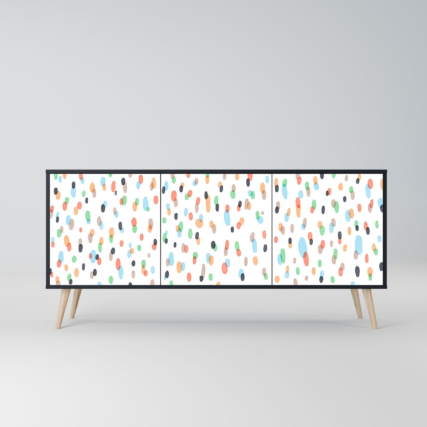 ENERGETIC SPOTS 3-Door Sideboard in Black Finish