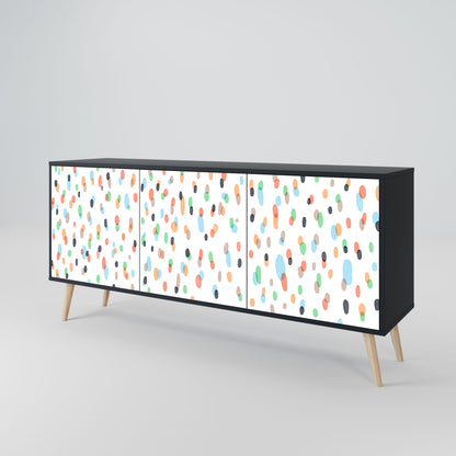 ENERGETIC SPOTS 3-Door Sideboard in Black Finish