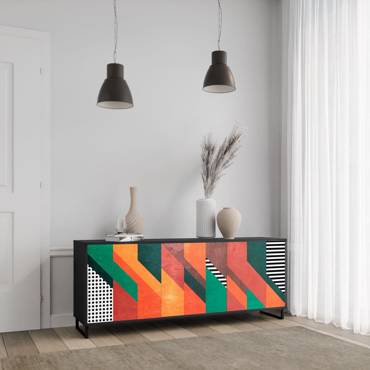 MAKESHIFT ARTISTRY 3-Door Sideboard in Black Finish