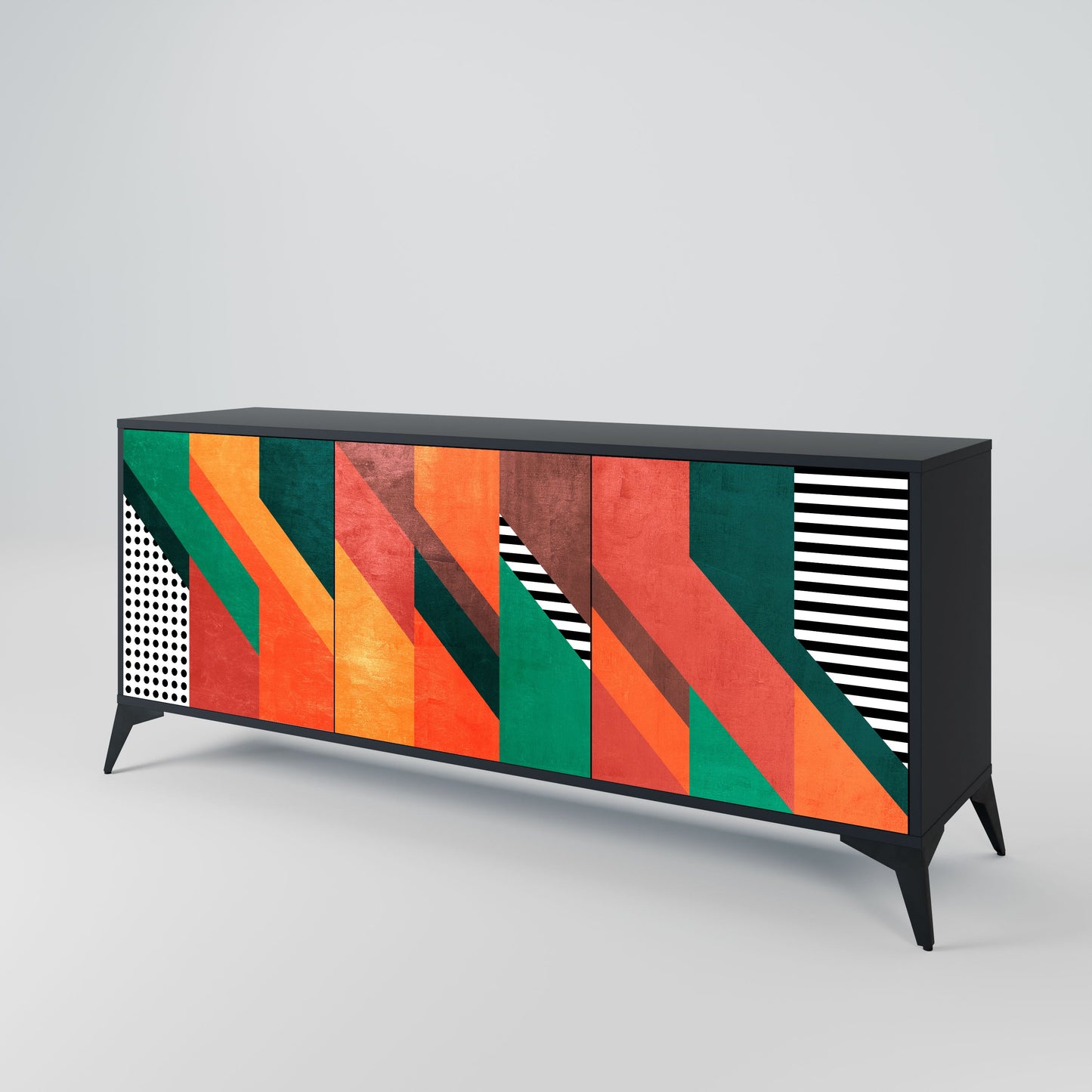 MAKESHIFT ARTISTRY 3-Door Sideboard in Black Finish