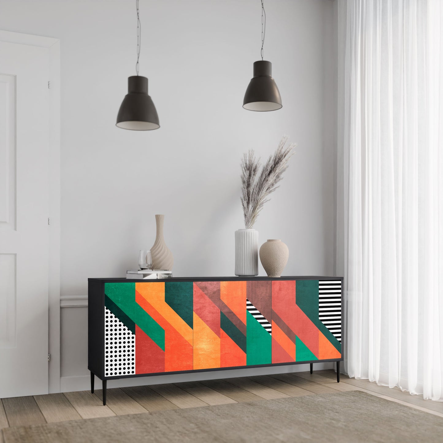 MAKESHIFT ARTISTRY 3-Door Sideboard in Black Finish