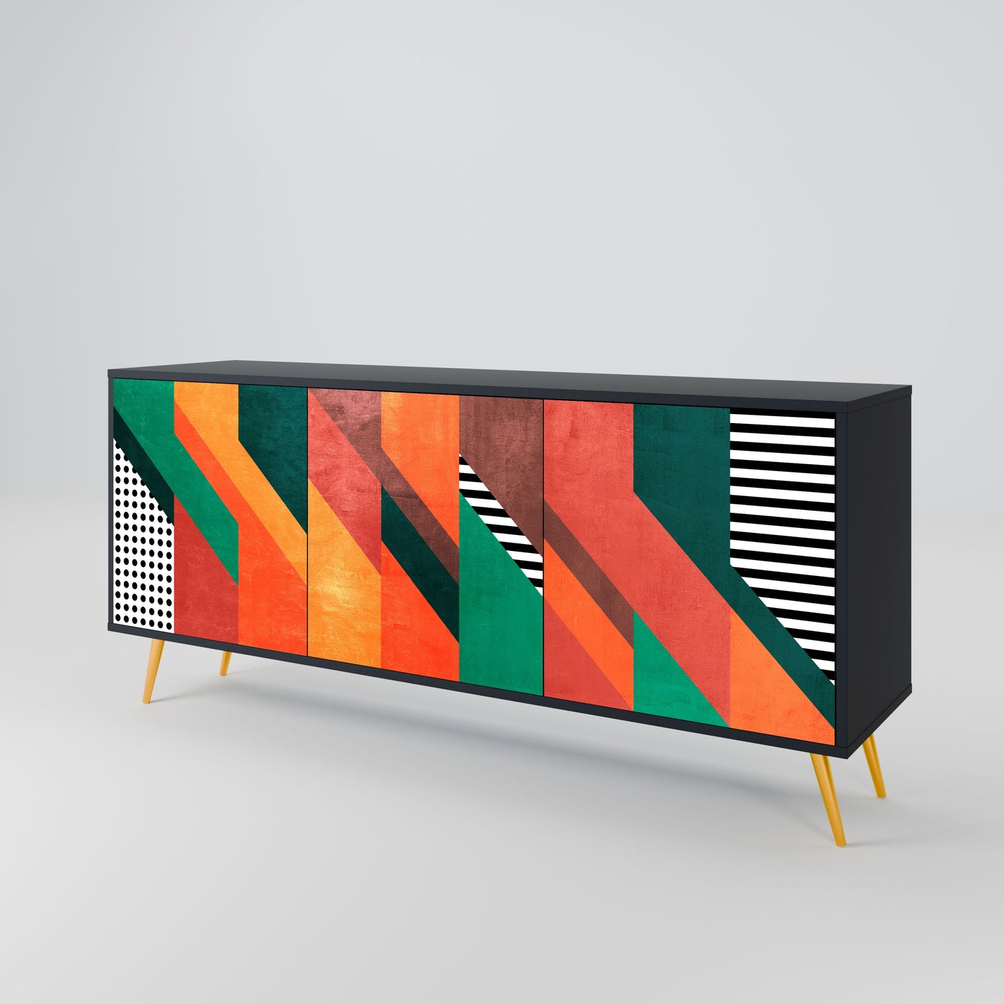 MAKESHIFT ARTISTRY 3-Door Sideboard in Black Finish