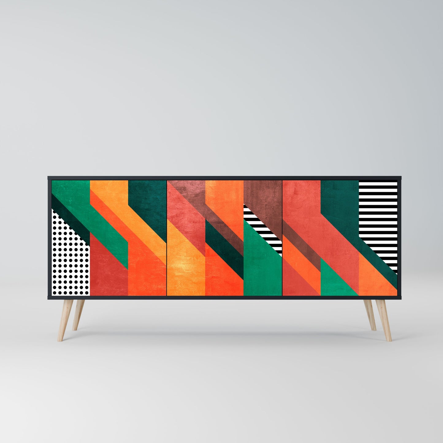 MAKESHIFT ARTISTRY 3-Door Sideboard in Black Finish