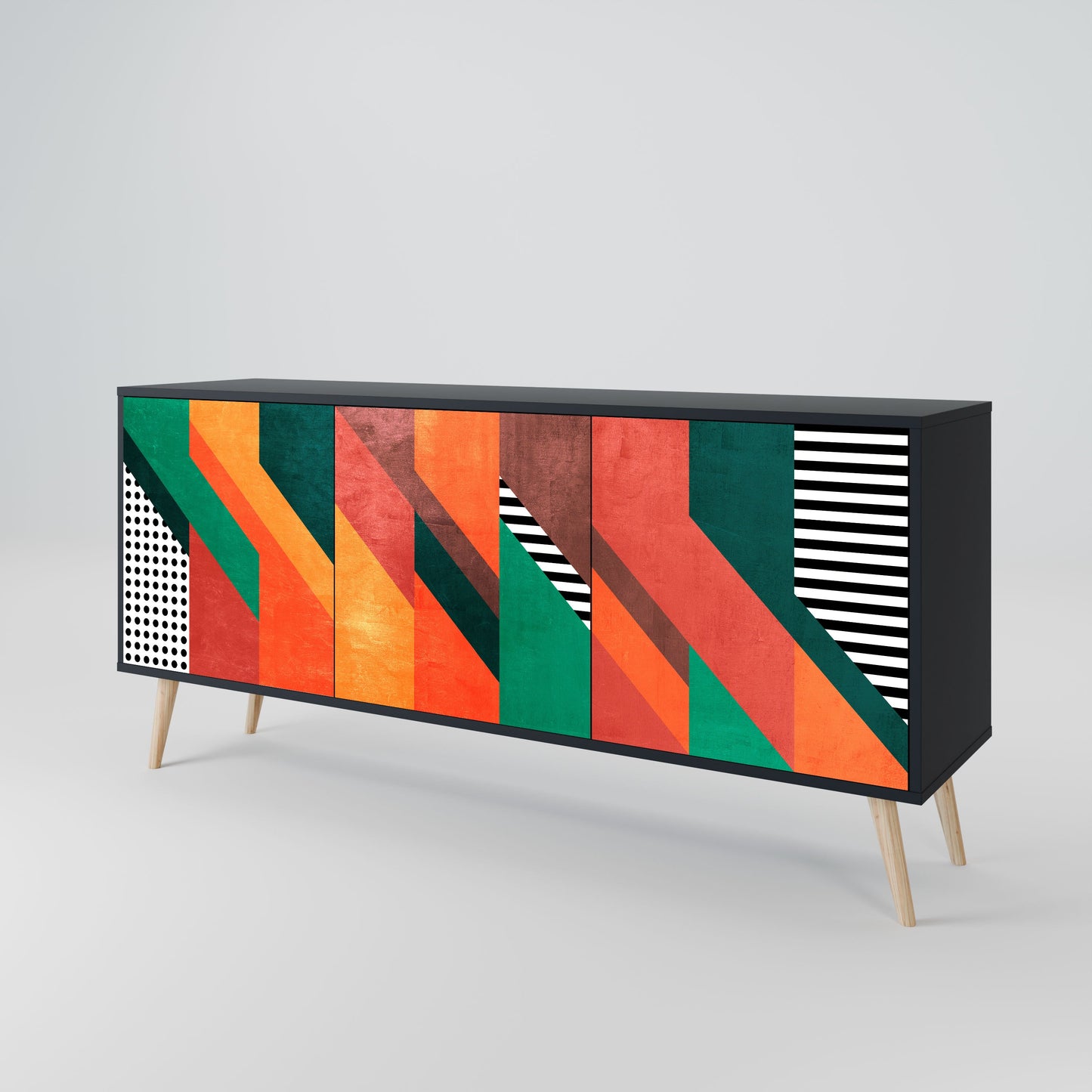 MAKESHIFT ARTISTRY 3-Door Sideboard in Black Finish