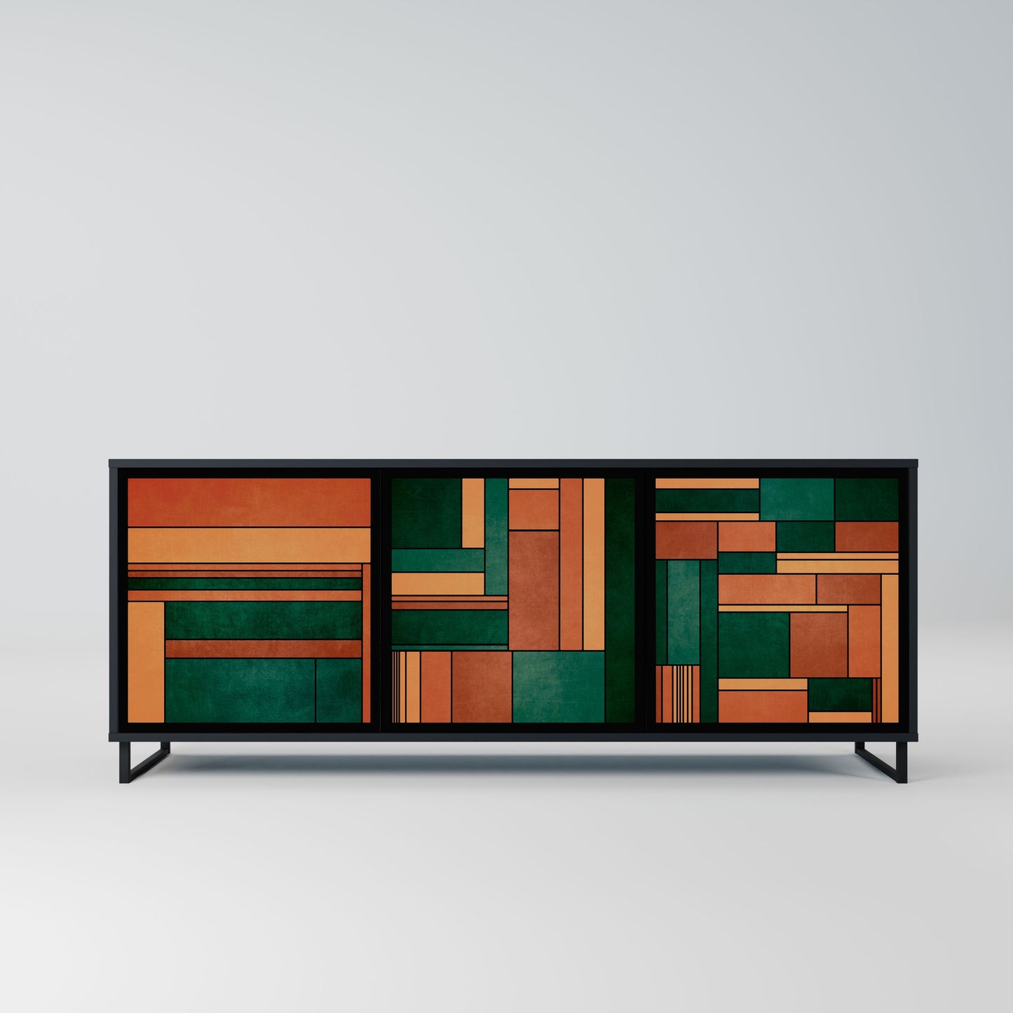 EARTHY FIGURES 3-Door Sideboard in Black Finish