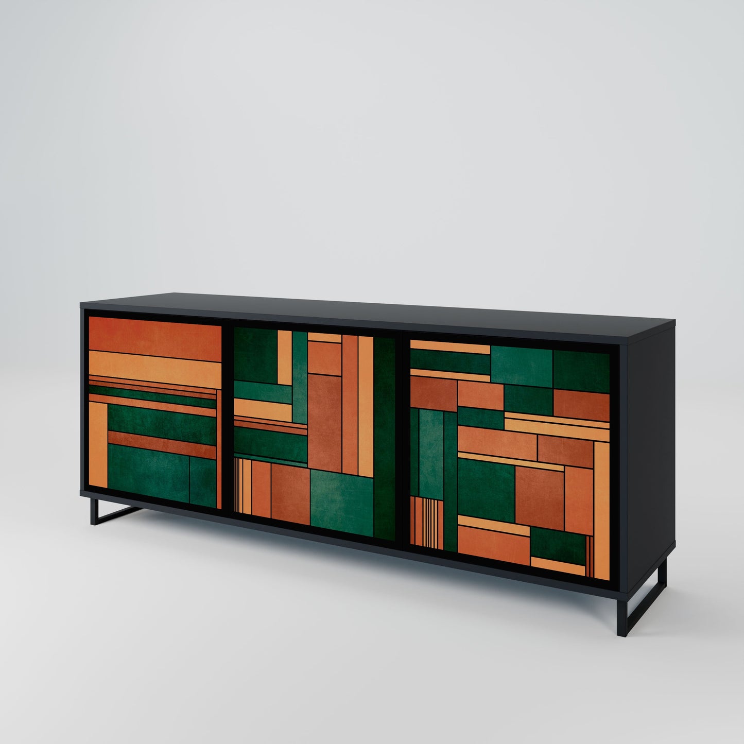 EARTHY FIGURES 3-Door Sideboard in Black Finish