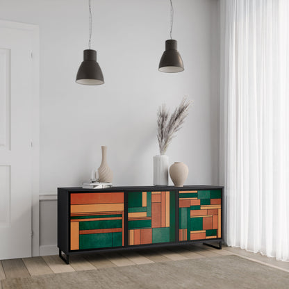 EARTHY FIGURES 3-Door Sideboard in Black Finish