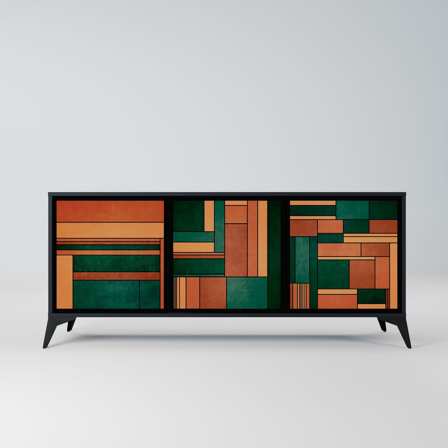 EARTHY FIGURES 3-Door Sideboard in Black Finish