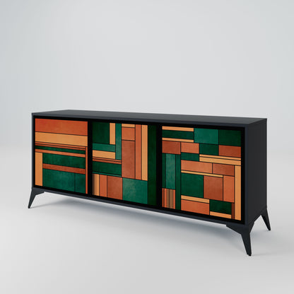 EARTHY FIGURES 3-Door Sideboard in Black Finish
