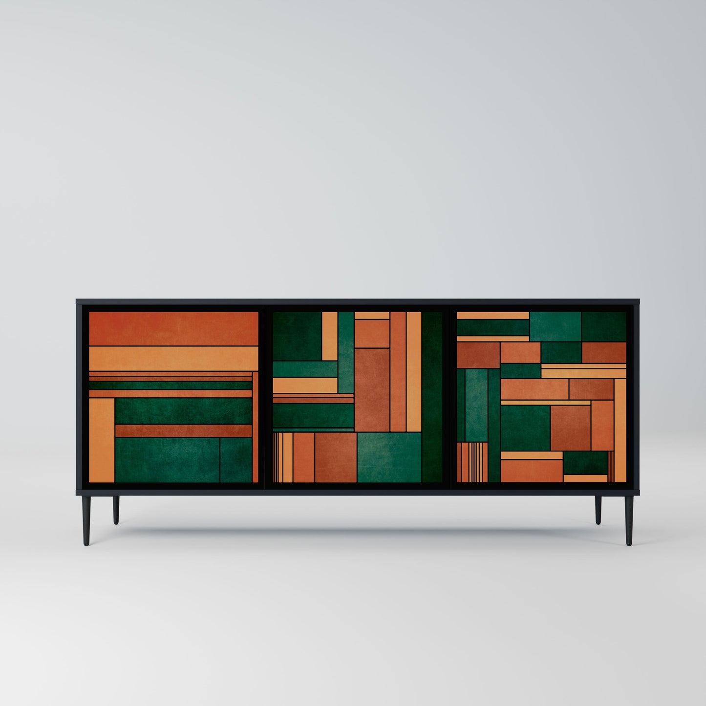 EARTHY FIGURES 3-Door Sideboard in Black Finish