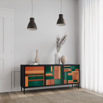 EARTHY FIGURES 3-Door Sideboard in Black Finish