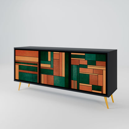 EARTHY FIGURES 3-Door Sideboard in Black Finish