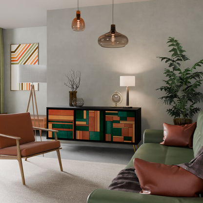 EARTHY FIGURES 3-Door Sideboard in Black Finish